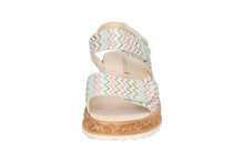 Load image into Gallery viewer, Woven sandal with a patterned strap on a white background

