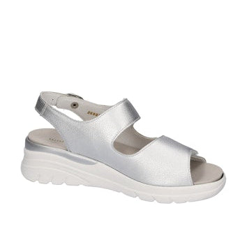 Silver sandal on a white background