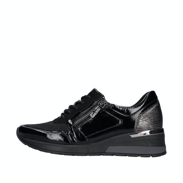 Waldlaufer Black Mini Wedge Wide Fit Trainer|939H01771N