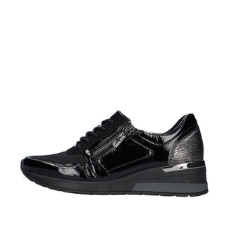 Waldlaufer Black Mini Wedge Wide Fit Trainer|939H01771N