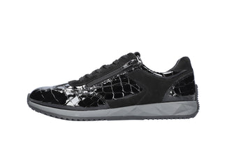 Black soccer shoe on a white background