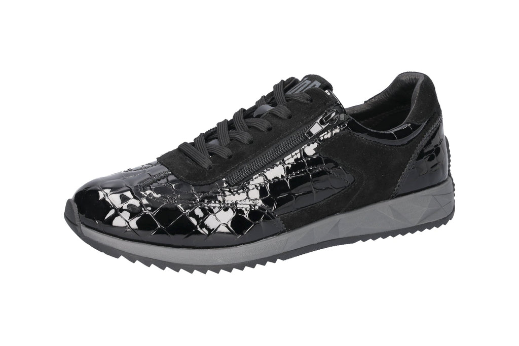 Waldlaufer Wide Fit Black Patent Trainer|598002001