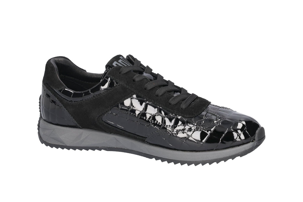 Waldlaufer Wide Fit Black Patent Trainer|598002001