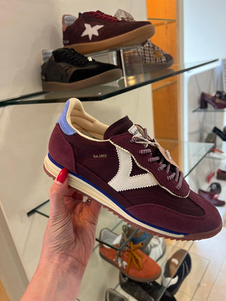 Victoria Bordo Suede & Blue Heel Trainer|1158101BU