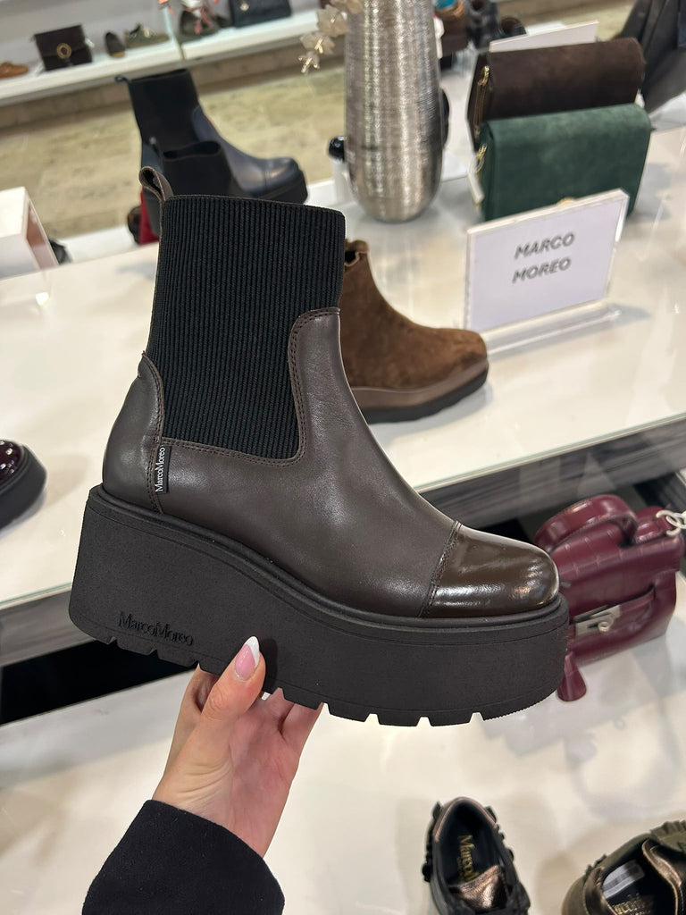 Marco Moreo Dark Brown Leather Platform Chelsea Boot | A132JNTM