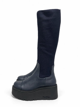 Marco Moreo Navy Knee-High Platform Boots | A134JPB