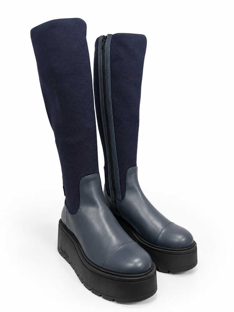 Marco Moreo Navy Knee-High Platform Boots | A134JPB