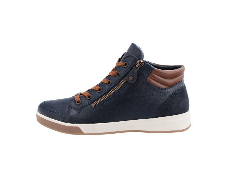 Ara Soft Leather Blue Ankle Boots|122449992N