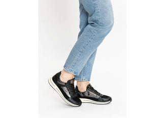 Ara Wide Fit Black Soft Leather Trainer|122482601