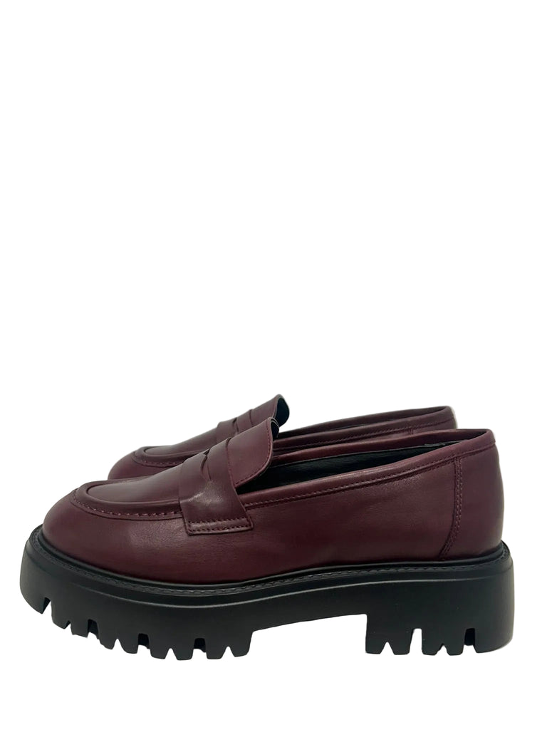 KMB Burgundy Leather Chunky Loafers
