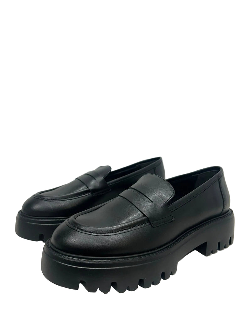 KMB Black Leather Chunky Loafers