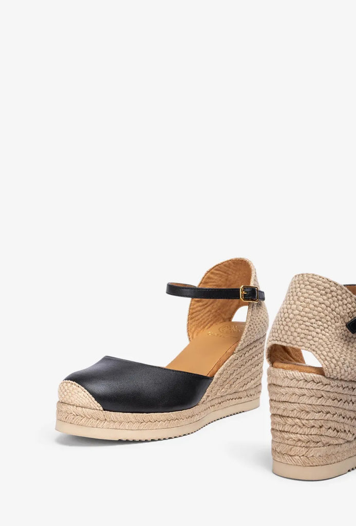 Unisa black Leather Espadrille|CACE26BK