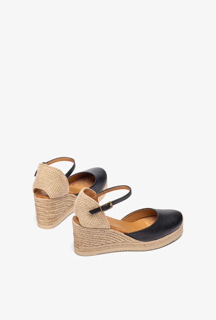 Unisa black Leather Espadrille|CACE26BK