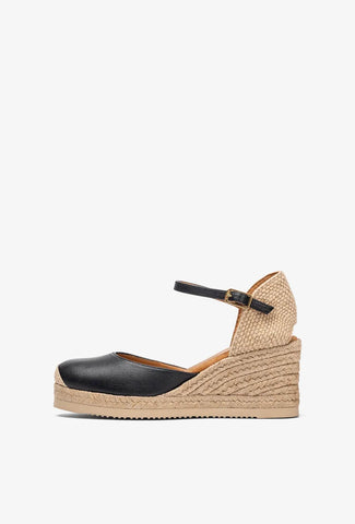 Unisa black Leather Espadrille|CACE26BK