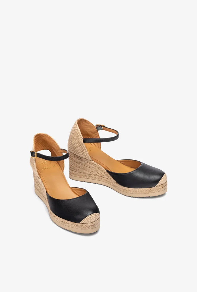 Unisa black Leather Espadrille|CACE26BK