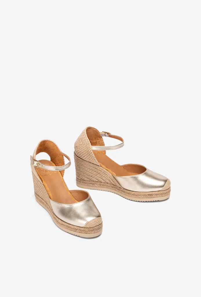 Unisa Gold Leather Espadrille|CASTIL26G