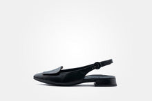 Load image into Gallery viewer, Black slingback shoe on a white background
