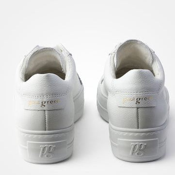 Paul Green White Leather Platform Trainer|5241000