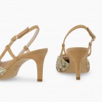 Load image into Gallery viewer, Lodi Leather and Multicolor Fabric Sling Back|NIVISC1
