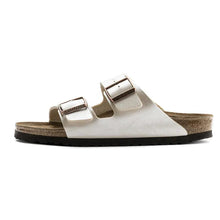Load image into Gallery viewer, White sandal with two buckles on a white background
