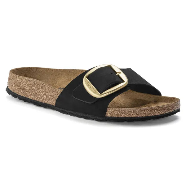 Birkenstock Madrid Big Buckle Nubuck Leather Black|1023342