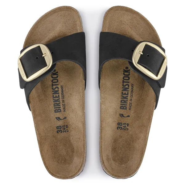 Birkenstock Madrid Big Buckle Nubuck Leather Black|1023342