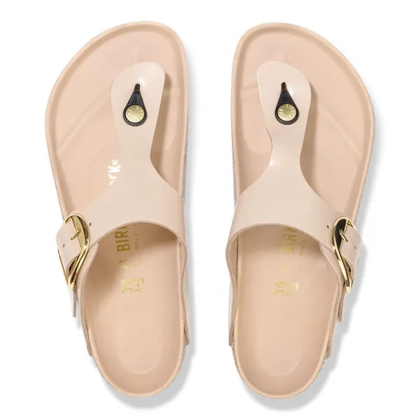Birkenstock Gizeh Big Buckle Natural Leather Patent New Beige|1026550