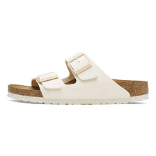 Load image into Gallery viewer, White sandal with cork sole on a white background
