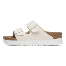 Load image into Gallery viewer, White sandal with cork sole on a white background

