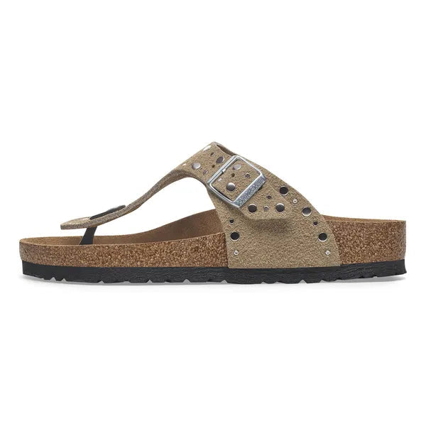 Brown sandal with cork sole on a white background