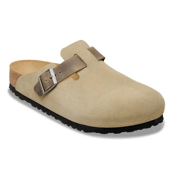 Birkenstock Boston Mixed Leather Faded Khaki|1031516