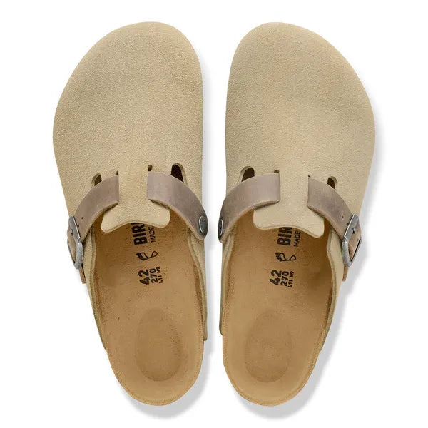 Birkenstock Boston Mixed Leather Faded Khaki|1031516