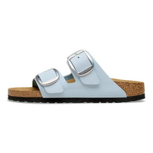 Load image into Gallery viewer, Light blue sandal with cork sole on a white background
