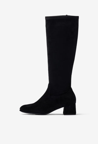 Black knee-high boot on a white background