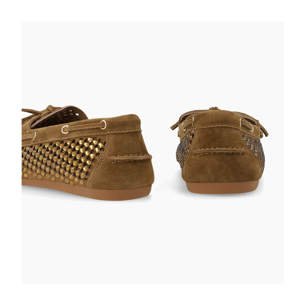 Lodi Brown Gold Studs Loafer|EMIC1