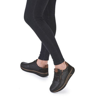 Ara Wide Fit Black Mini Wedge Trainer|122754001