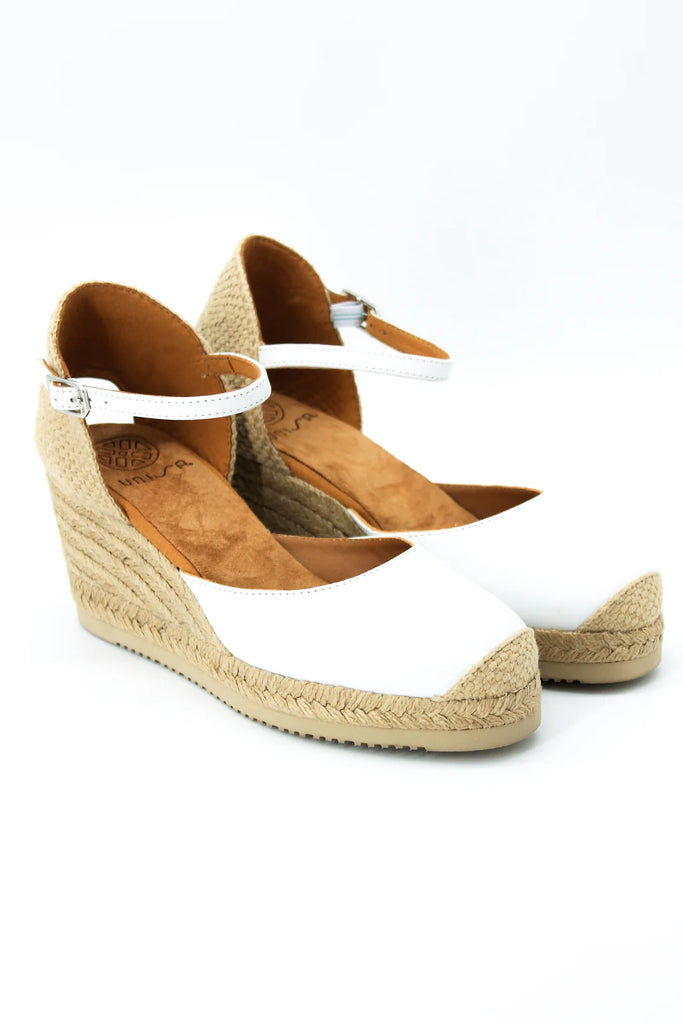Unisa White Leather Espadrille|CACE26W