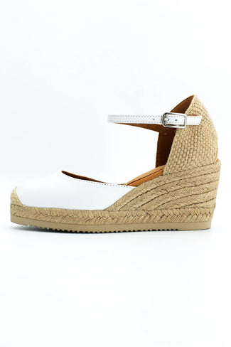 Unisa White Leather Espadrille|CACE26W