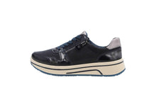 Load image into Gallery viewer, Ara Wide Fit Navy Soft Leather Trainer|122754092
