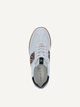 Load image into Gallery viewer, White sneaker with leopard print accents on a white background
