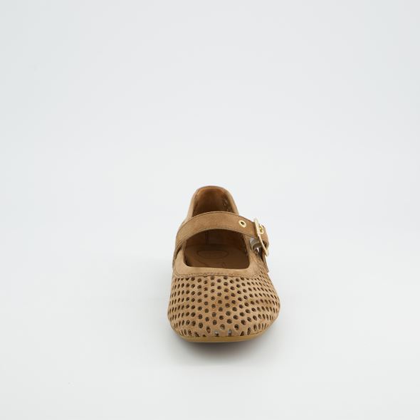 Paul Green Brown Suede Perforated Mary Jane|1213029