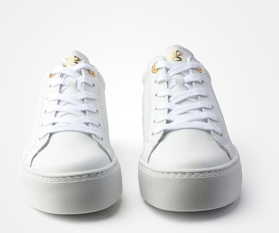 Paul Green White Leather Platform Trainer|5241000