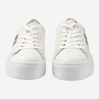 White sneaker with gray accents on a white background
