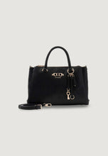 Load image into Gallery viewer, Black handbag with gold accents on a light gray background
