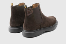 Load image into Gallery viewer, Pair of brown suede Chelsea boots on a light gray background
