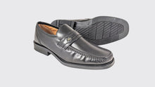 Load image into Gallery viewer, Pair of gray loafers on a light gray background
