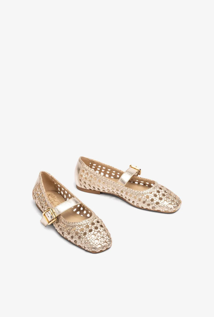 Unisa Gold Braided Leather Mary Jane|BALZAG