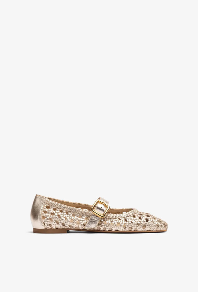 Unisa Gold Braided Leather Mary Jane|BALZAG