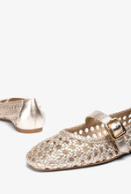 Load image into Gallery viewer, Unisa Gold Braided Leather Mary Jane|BALZAG
