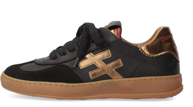 Brown Another Trend  sneaker with gold accents on a white background